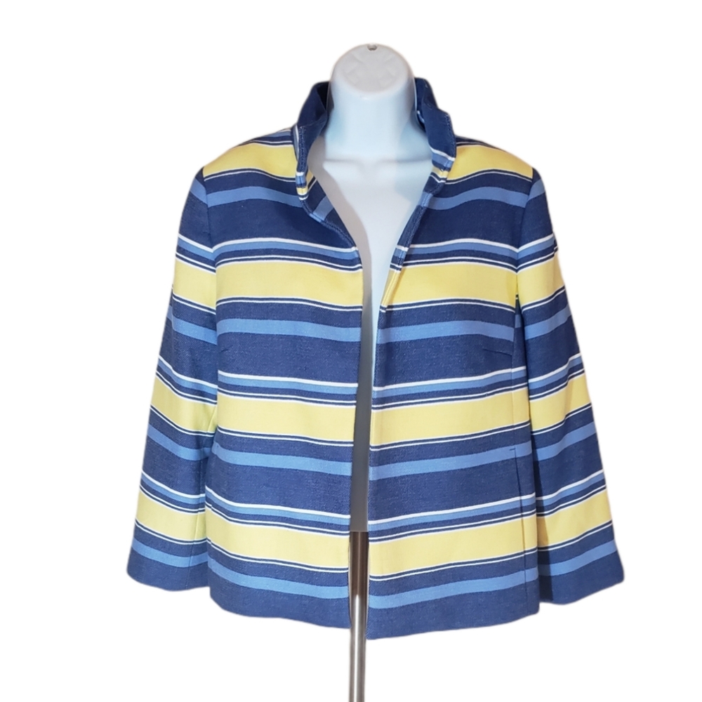 Blue And Yellow Striped Blazer Jacket Size…